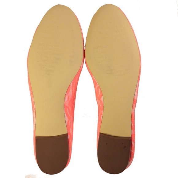J CREW FACTORY LACE UPTOWN BALLET FLATS LOW HEEL FLAMINGO NEON ORANGE 9.5 EASTER - Picture 14 of 16